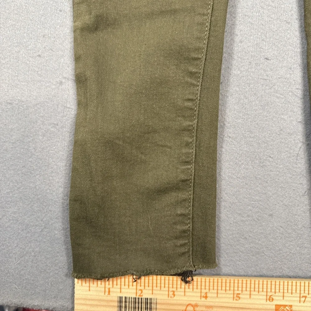 Free People Pull On Jeans Womens 29x26 Olive Green Skinny Leg Raw Hem Stretchy